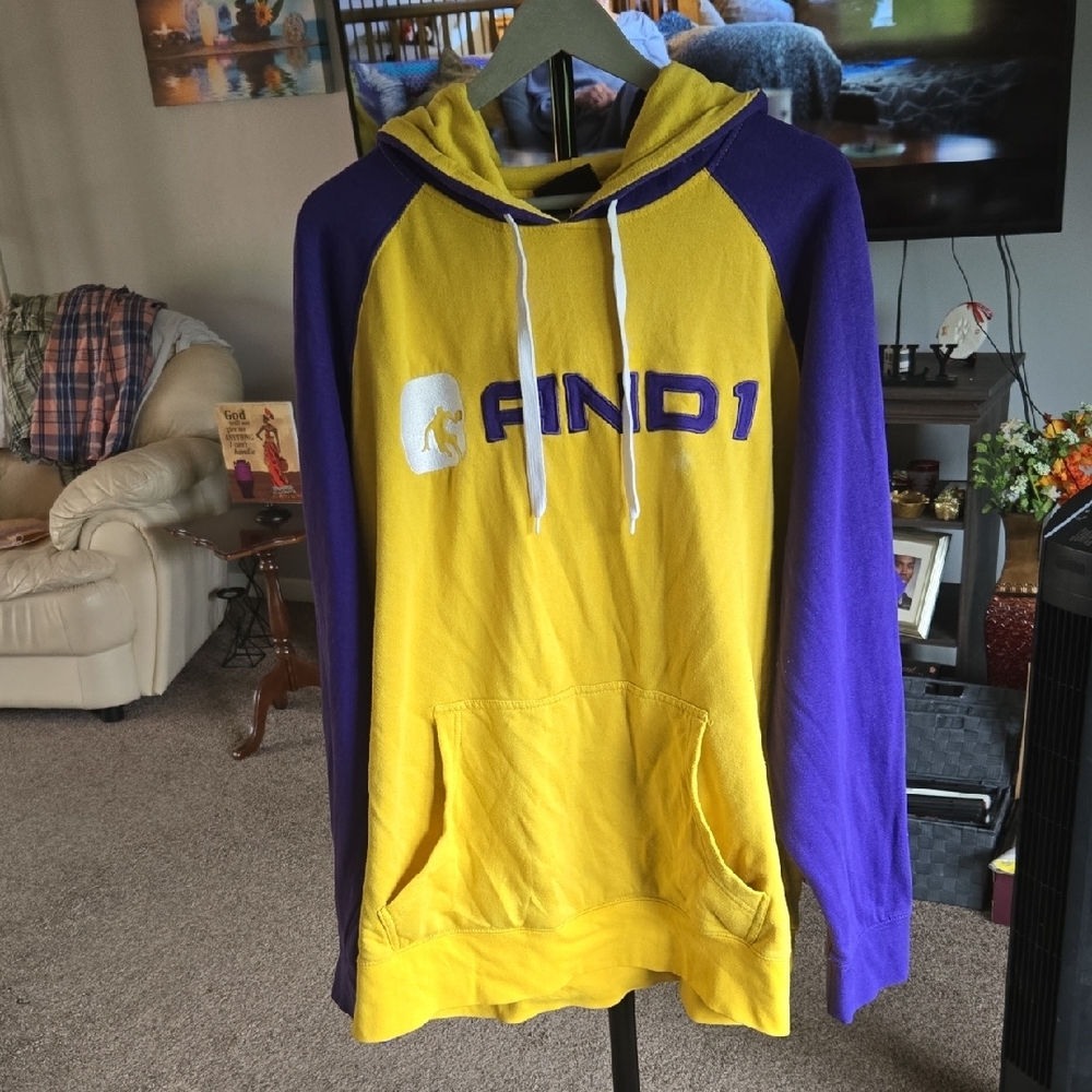 And1 Yellow and Purple Color-Block Sweater